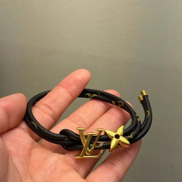 Gold lv leather black and tan Bracelet - Picture 2 of 11